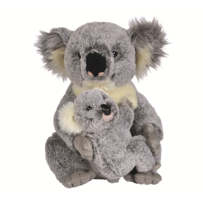  peluche koala avec bébé gris 30 cm 